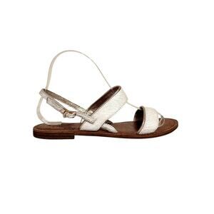 Freebird by Steven Aruba Gold Trim Leather Flat Sandal Sz 39 Boho Festi Cowgirl